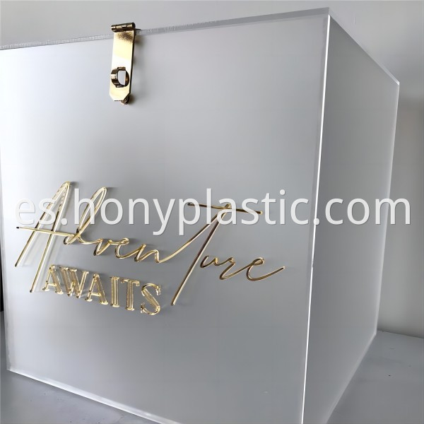 Custom Frosted Clear Acrylic Engagement Wishing Well Box for Wedding Event-7(1)